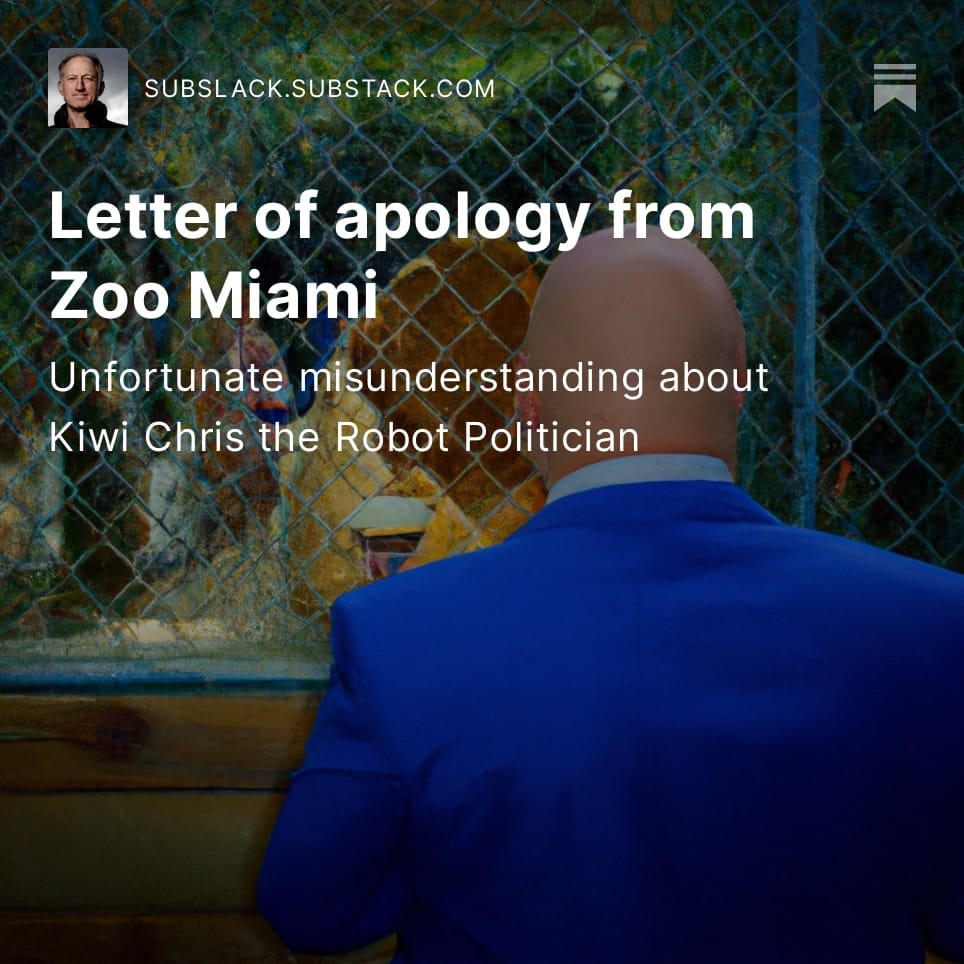 Kiwi Chris the Robot Politician and other misunderstandings